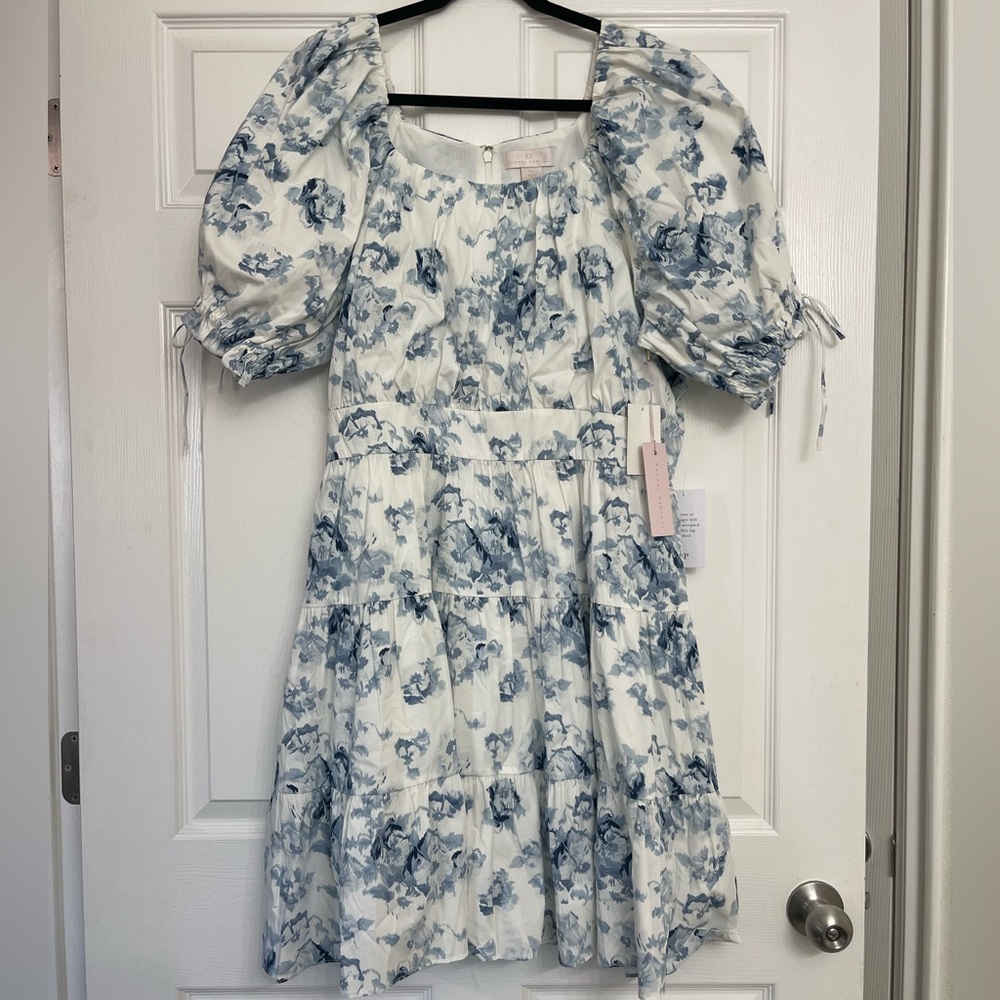 NWT Rachel Parcell Blue Ashley Blur Floral Dress | Size XXL
